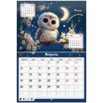 ���������-������ ��������� ���������� �� 2027 �., 12 ������, 29,5�42,6 ��, BRAUBERG, "Funny owl", 118448