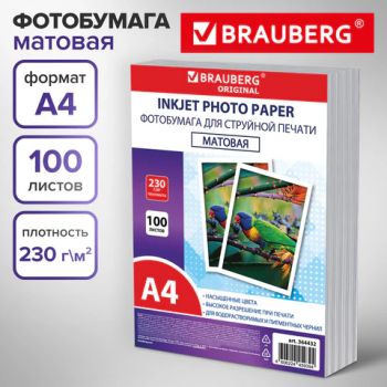 ���������� �������, �4, 230 �/�2, �������������, 100 ������, �����, BRAUBERG ORIGINAL, 364432