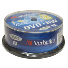 Диск DVD+RW(плюс) VERBATIM 4,7Gb  Cake Box 43489 (ш/к-4894)