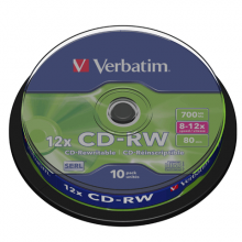  CD-RW VERBATIM 700 Mb 12, Cake Box, 43480