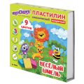 Пластилин классический ЮНЛАНДИЯ "ВЕСЁЛЫЙ ШМЕЛЬ", 9 цветов, 153 г, СО СТЕКОМ, КВАДРАТНЫЙ, 104822