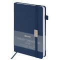 Ежедневник датированный 2026, А5, 138x213 мм, BRAUBERG "Control", под кожу, держатель для ручки, синий, 117121