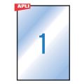 Этикетка самоклеящаяся APLI на листе ф А4, 1 этик., размер 210х297мм, прозрачная, 20л. (01225)