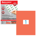 Этикетка самоклеящаяся А4, 1 этикетка 210х297 мм, красная, 70 г/м2, 50 л., BRAUBERG, сырье Финляндия, 127509