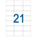 Этикетка самоклеящаяся А4, 21 этикетка 63,8х38,1 мм, белая, 65 г/м2, 50 л., STAFF, 128830