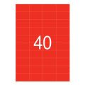 Этикетка самоклеящаяся А4, 40 этикеток 52,5х29,7 мм, красные, 65 г/м2, 50 л., STAFF, 128838