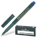 Ручка капиллярная FABER-CASTELL "Finepen 1511", СИНЯЯ, корпус темно-зеленый, линия письма 0,4 мм, 151151
