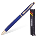 Ручка шариковая BRAUBERG "De luxe Blue" бизнес-класса, корпус синий, золотистые детали, синяя, 141412