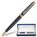 Ручка шариковая WATERMAN "Hemisphere Matte GT", корпус черный, матовый лак, нержавеющая сталь, позолоченные детали, синяя,S0920770