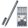 Ручки художественные капиллярные STAEDTLER в НАБОРЕ из 6 шт., ЧЕРНЫЕ, "PIGMENT LINER", линия письма 0,05/0,1/0,2/0,3/0,5/0,8 мм, 308 SB6P