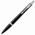 Ручка шариковая PARKER "Urban Core Black Cab CT", черный глянцевый лак, латунь, хром, синяя, 1931579