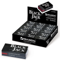 Ластик BRAUBERG "BlackJack", 40х20х11 мм, черный, прямоугольный, термоплатичная резина, картонный держатель, 222466