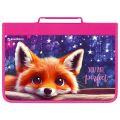 Папка на молнии BRAUBERG А4 с ручкой, с органайзером, 1 отделение, "Cute fox", 272217