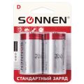 Батарейки SONNEN, D (R20), солевые, КОМПЛЕКТ 2 шт., в блистере, 451100