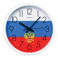 Часы настенные САЛЮТ П-2Б8-185, круг, с рисунком "Флаг", белая рамка, 26,5х26,5х3,8 см