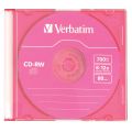 Диск CD-RW VERBATIM 700Mb 8х-12х Colour Slim Case 43167 (ш/к-1671)
