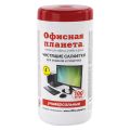 Чистящие салфетки для экранов и пластика универсальные ОФИСНАЯ ПЛАНЕТА, туба 100 шт., влажные, 510485