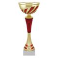 Кубок металлический "Март" (ш80*г80*в230мм) основание мрамор, золото, стем красный, 8390-230-001