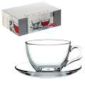 Набор чайный PASABAHCE "Basic" на 6 персон (6 кружек 215 мл, 6 блюдец), стекло, 97948