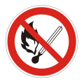 Знак запрещающий "Запрещ. пользов. открытым огнем и курить", круг диаметр 200мм, самокл, 610002/Р 02, Россия