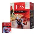 Чай TESS (Тесс) "Pleasure", черный с шиповником и яблоком, 100 пакетиков по 1,5 г